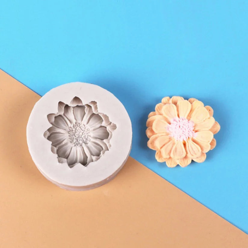 Florale Silikonform für Zuckerblumen – Gänseblümchen, Rose - Chrysantheme Set
