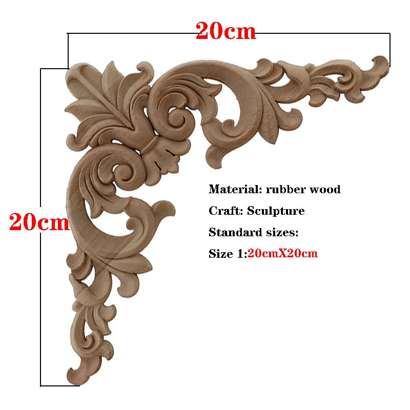 Handgeschnitzte Holzapplikation mit floralem Design