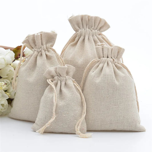 10-teiliges Set Baumwoll-Geschenktaschen mit Kordelzug für Schmuck und Kosmetik