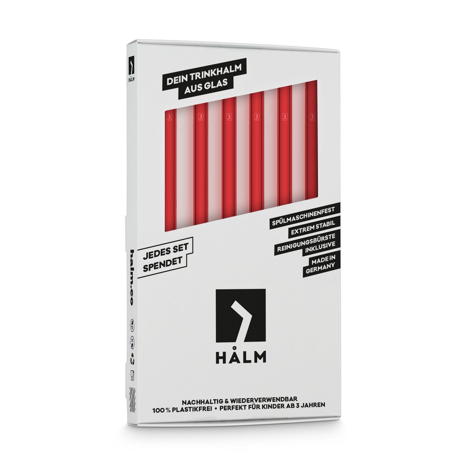 Rote Glasstrohhalme 6x 20cm Gerade