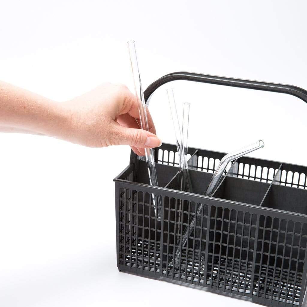 6x 30cm (Gebogen) Glasstrohhalme 0,33 - 0,6 Liter