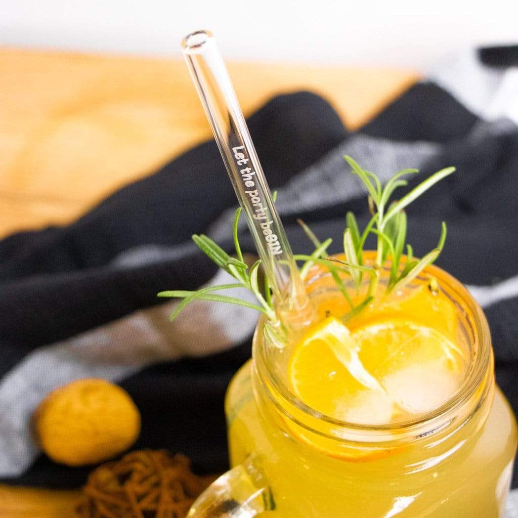 Gin Cocktail Glasstrohhalme Party Set mit 20 Gin Sprüchen & Zitaten - 20 Glastrinkhalme