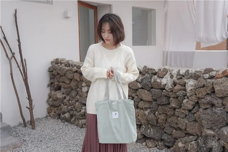 Frauen Cord Tote Handtasche Schulter Einkaufstasche Casual-Yabubest - Home & More