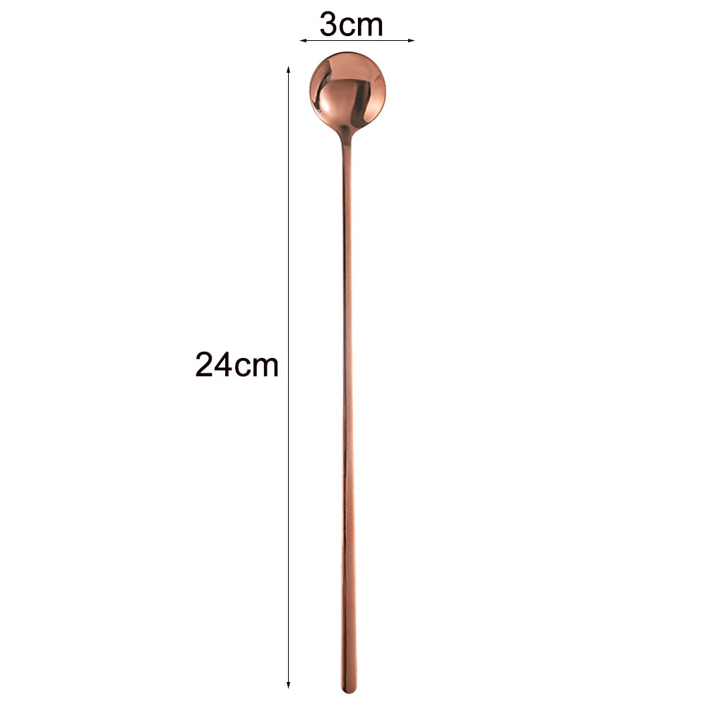 Langer Edelstahl Rührlöffel Regenbogenfarben für Kaffee und Tee