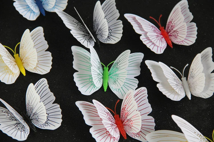 12 Stücke 3D Schmetterling Wandaufkleber doppelschichtig für Raumdeko-Yabubest - Home & More