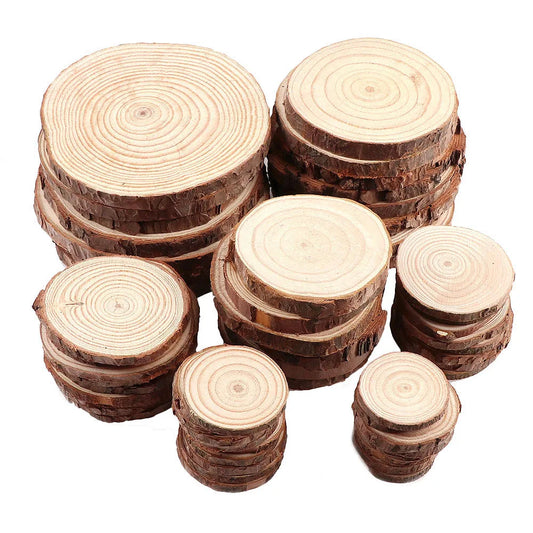Natürliche Kiefern-Holzscheiben mit Baumrinde – 1 Packung DIY Holzrundlinge
