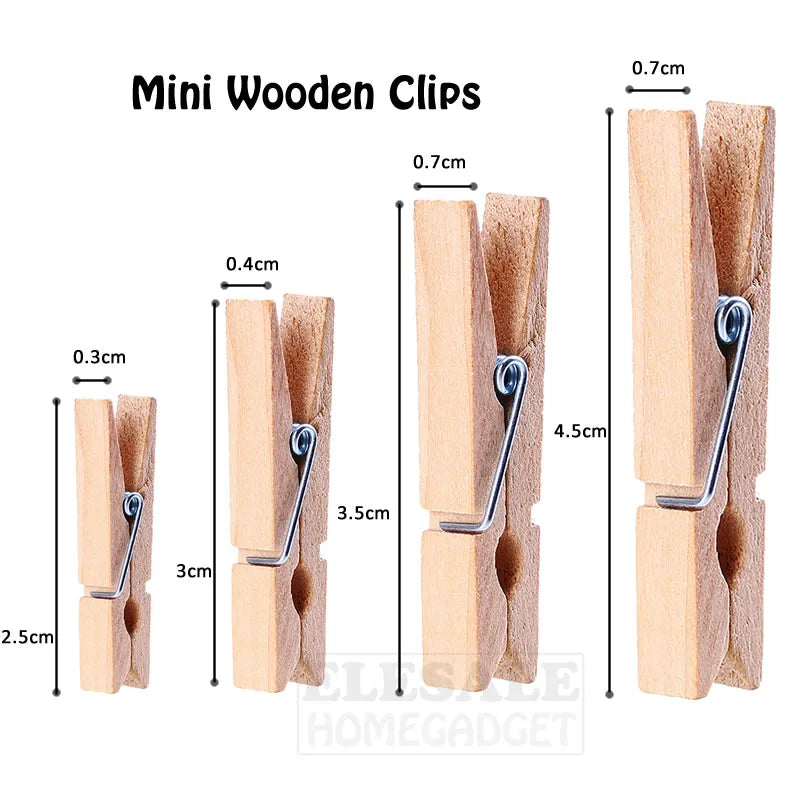 50 Mini Holz Clips für DIY Handwerk, Foto Deko & Büro – Verschiedene Größen