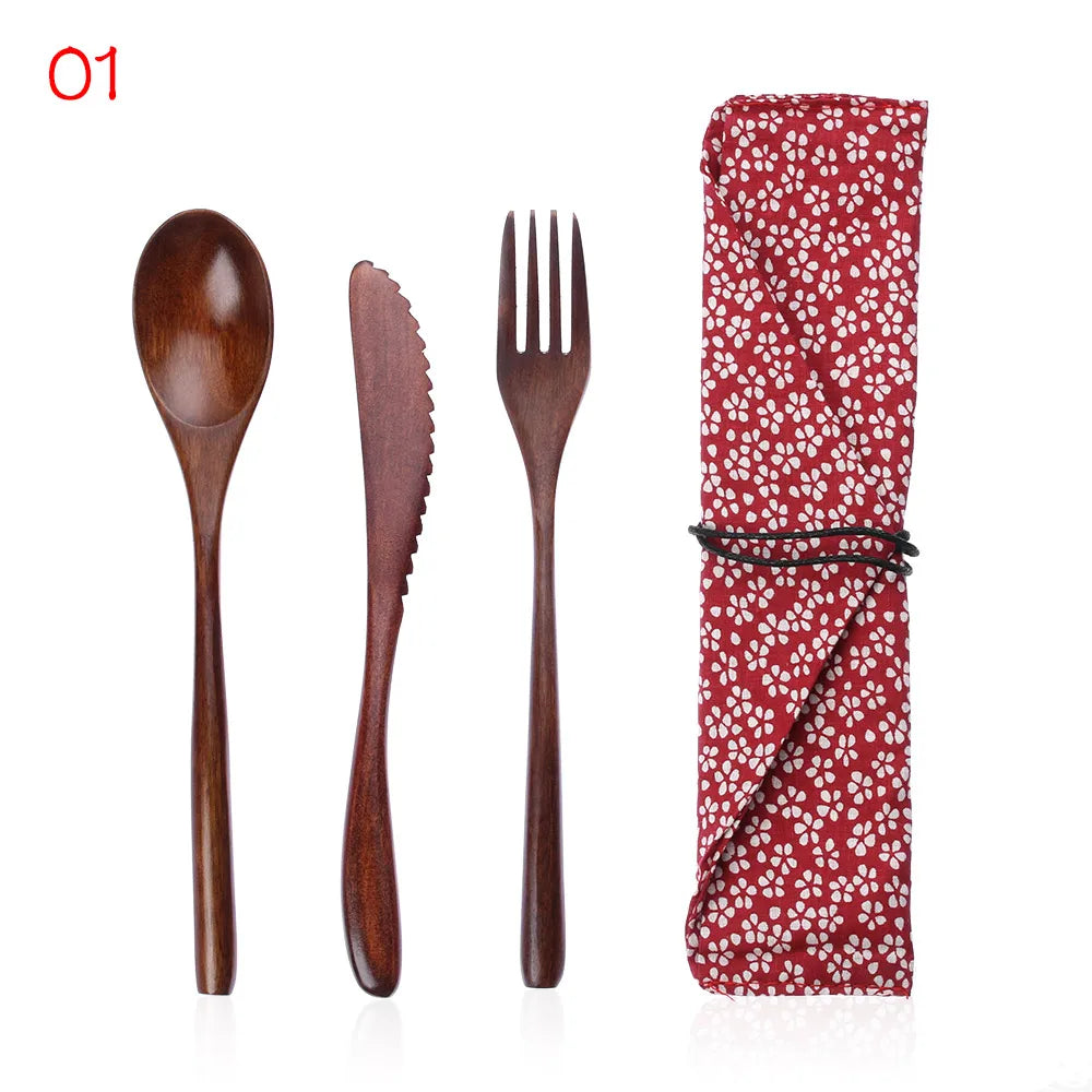 Bambus Besteck Set mit Tasche – wiederverwendbar für Schule & Unterwegs-Yabubest - Home & More