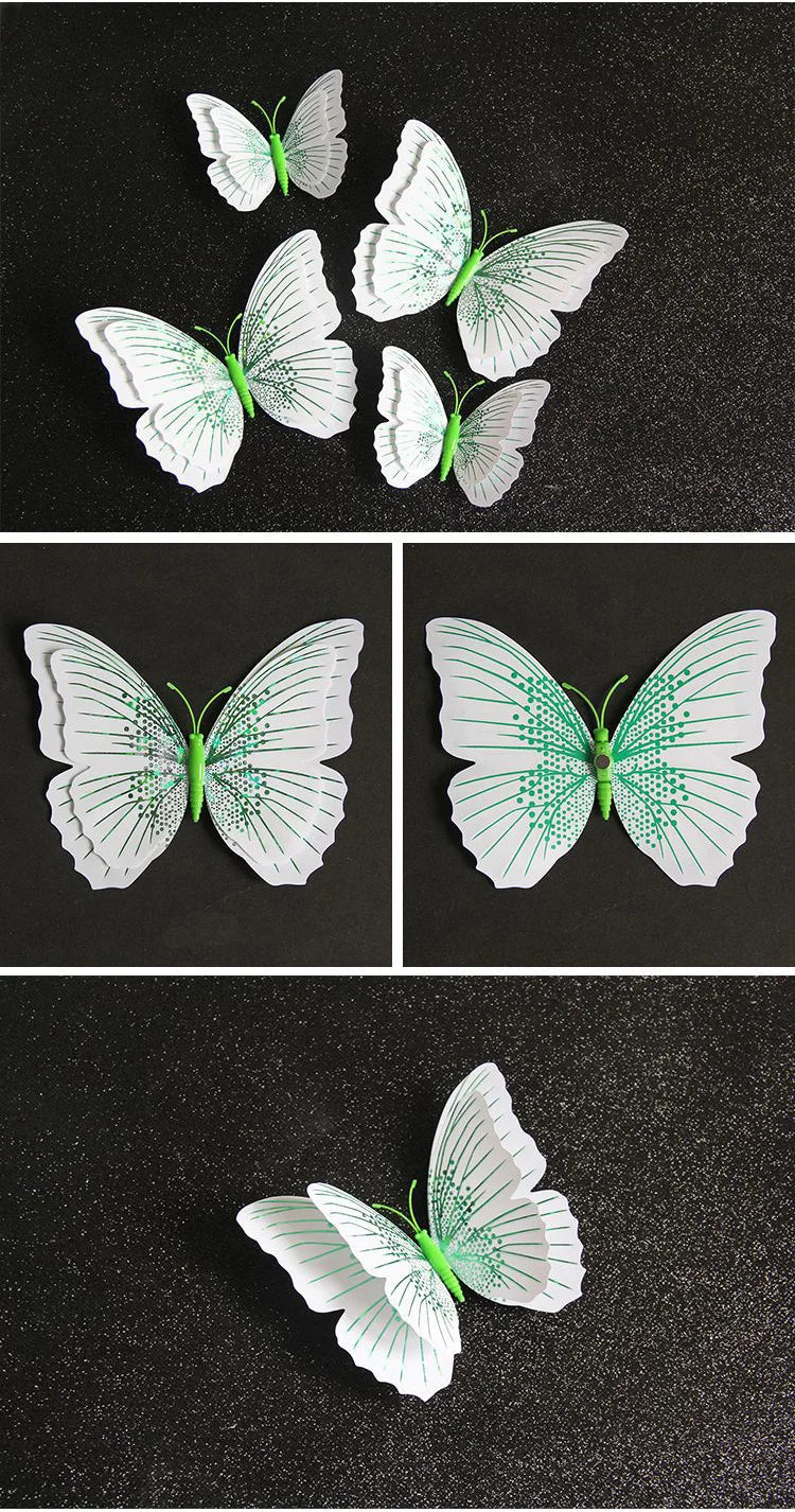 12 Stücke 3D Schmetterling Wandaufkleber doppelschichtig für Raumdeko-Yabubest - Home & More