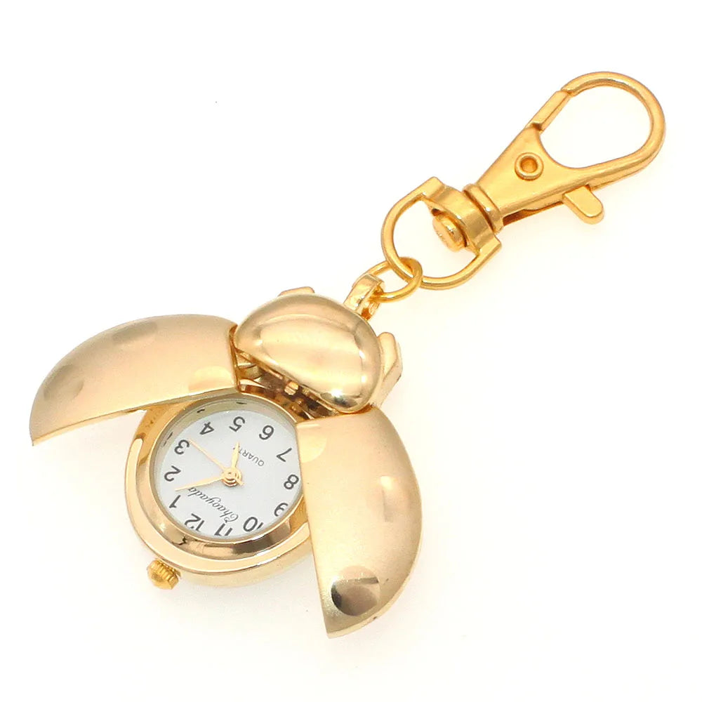 Charmante Marienkäfer Taschenuhr unisex mit Quarzwerk - kratzfestem Hardlex-Glas