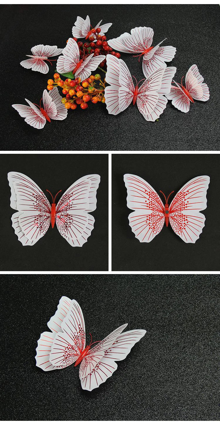 12 Stücke 3D Schmetterling Wandaufkleber doppelschichtig für Raumdeko-Yabubest - Home & More