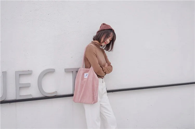 Frauen Cord Tote Handtasche Schulter Einkaufstasche Casual-Yabubest - Home & More