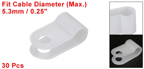 30 Stk R-Typ Kabelklemmen Set Nylon für ordentliches Kabelmanagement