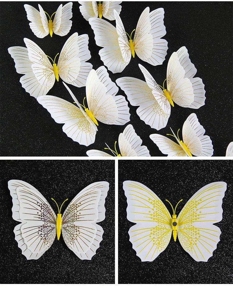 12 Stücke 3D Schmetterling Wandaufkleber doppelschichtig für Raumdeko-Yabubest - Home & More
