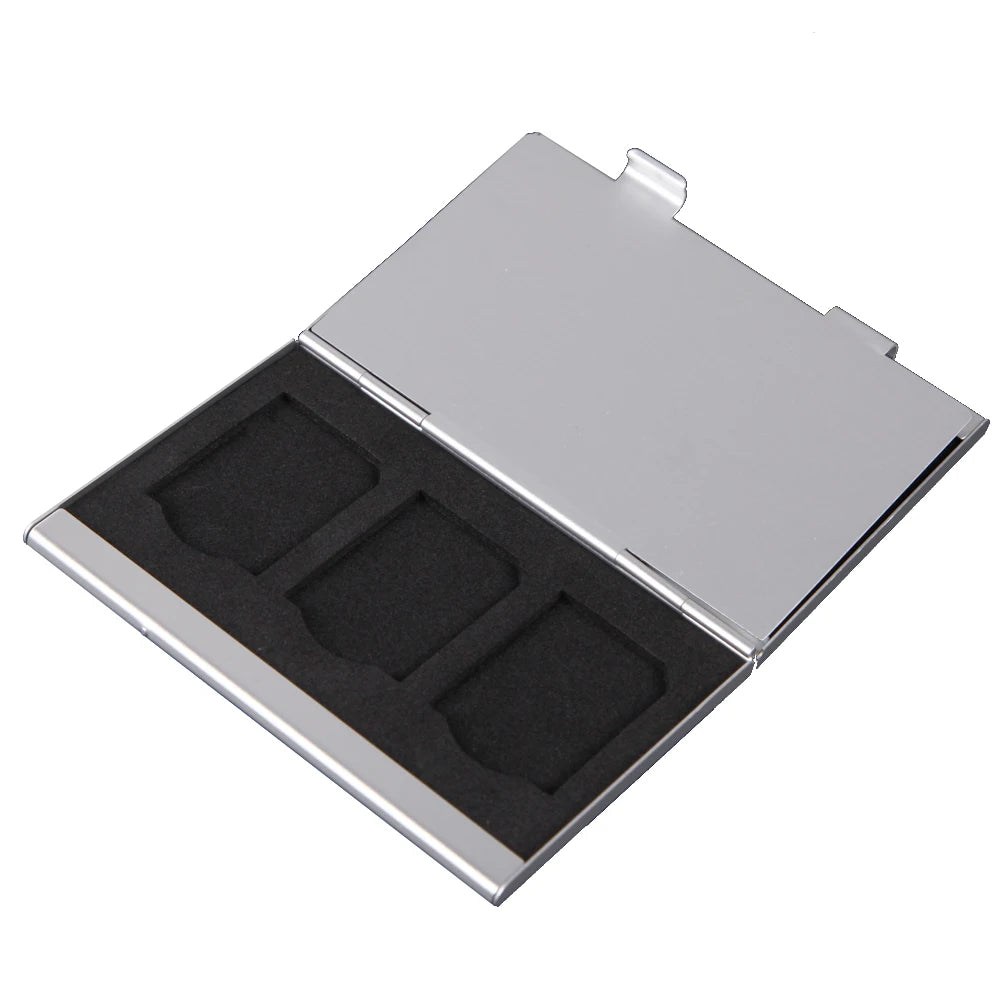 Aluminium Speicher Kartenbox für 6 SD/SDHC/MMC Speicherkarten Schutz
