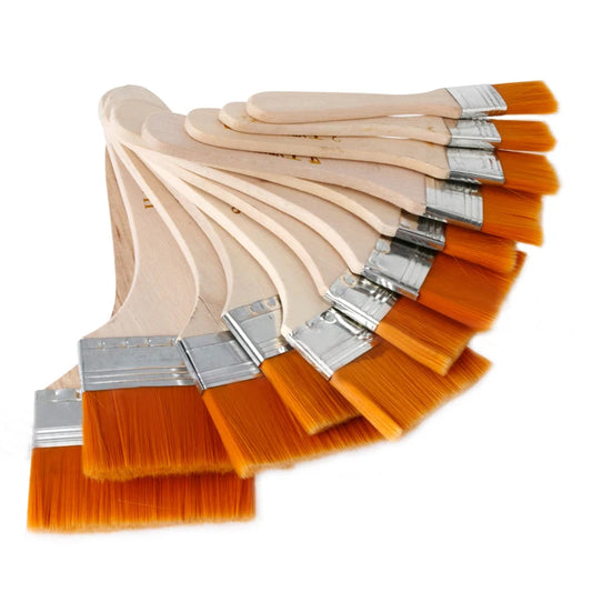 Vielseitiges 12-teiliges Nylon-Pinselset mit Holzgriff für Kunst - BBQ