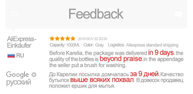 Tragbare UZSPACE Tritan Wasserflasche BPA frei mit Riemen 350 bis 1000 ml