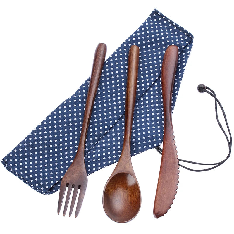 Bambus Besteck Set mit Tasche – wiederverwendbar für Schule & Unterwegs-Yabubest - Home & More