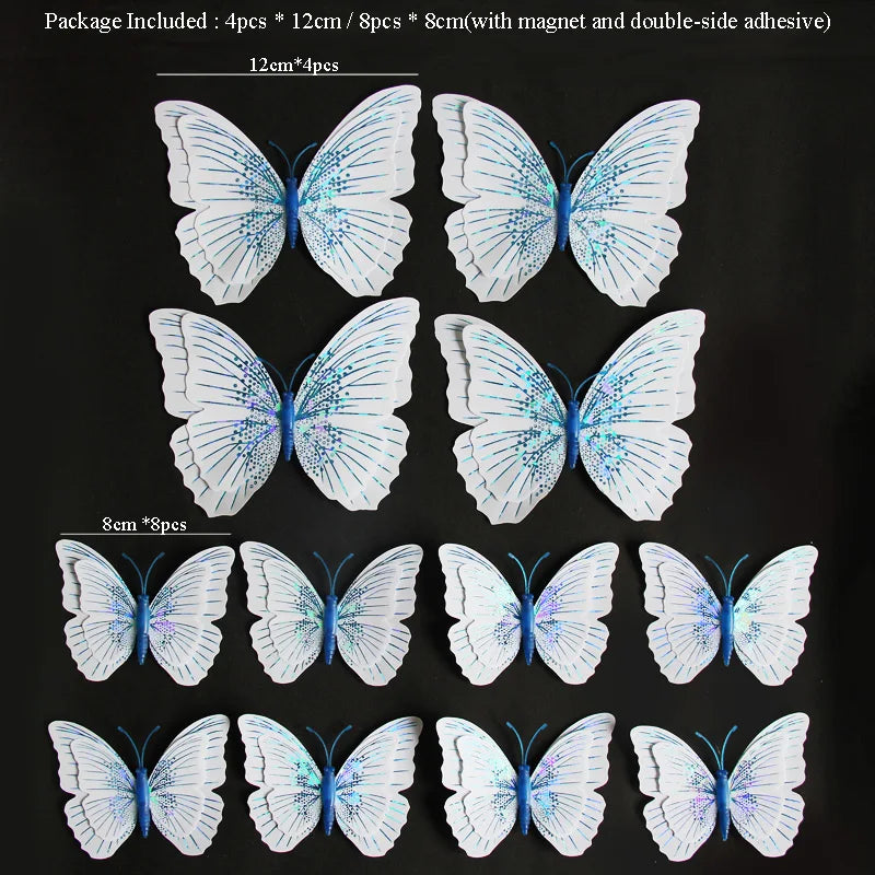 12 Stücke 3D Schmetterling Wandaufkleber doppelschichtig für Raumdeko-Yabubest - Home & More