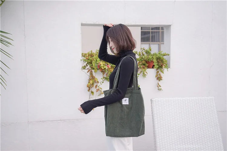 Frauen Cord Tote Handtasche Schulter Einkaufstasche Casual-Yabubest - Home & More