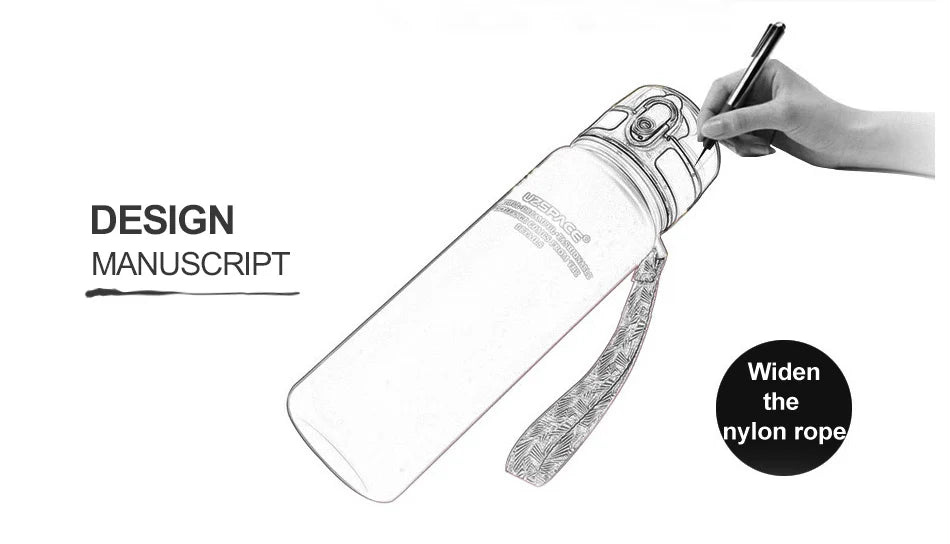 Tragbare UZSPACE Tritan Wasserflasche BPA frei mit Riemen 350 bis 1000 ml