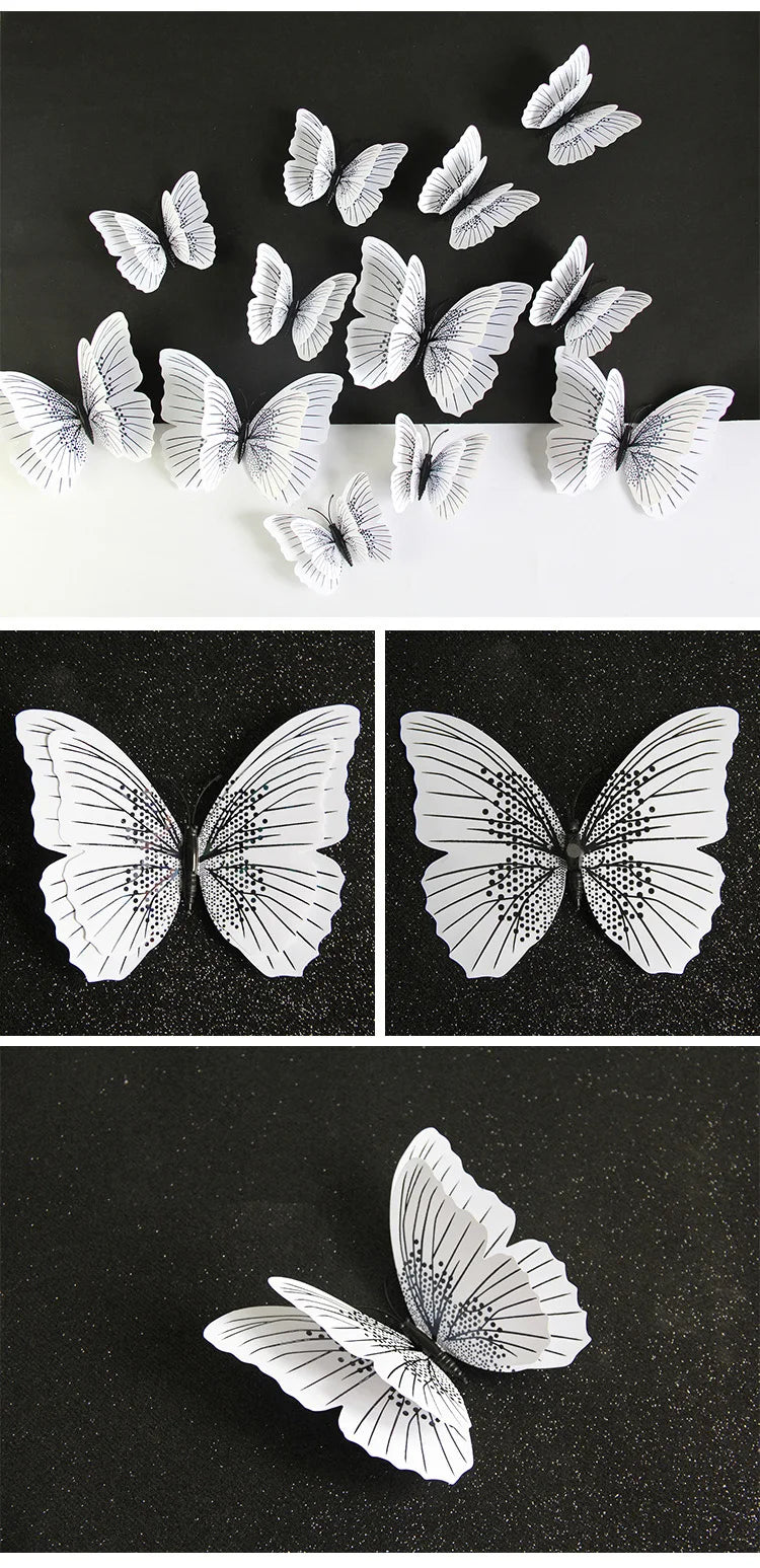 12 Stücke 3D Schmetterling Wandaufkleber doppelschichtig für Raumdeko-Yabubest - Home & More