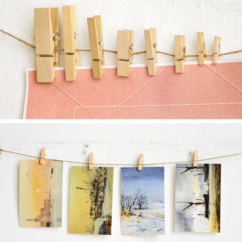 50 Mini Holz Clips für DIY Handwerk, Foto Deko & Büro – Verschiedene Größen