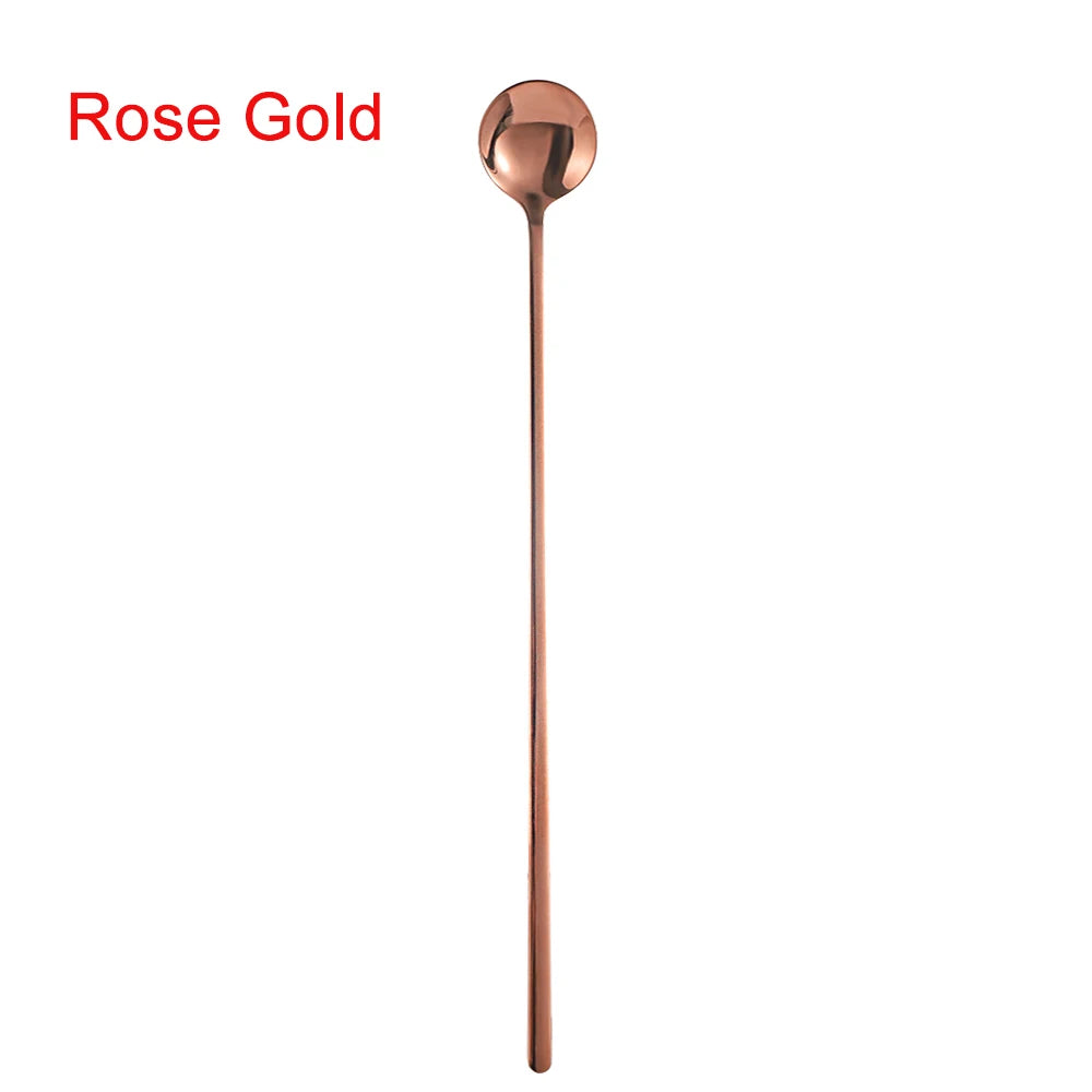 Langer Edelstahl Rührlöffel Regenbogenfarben für Kaffee und Tee