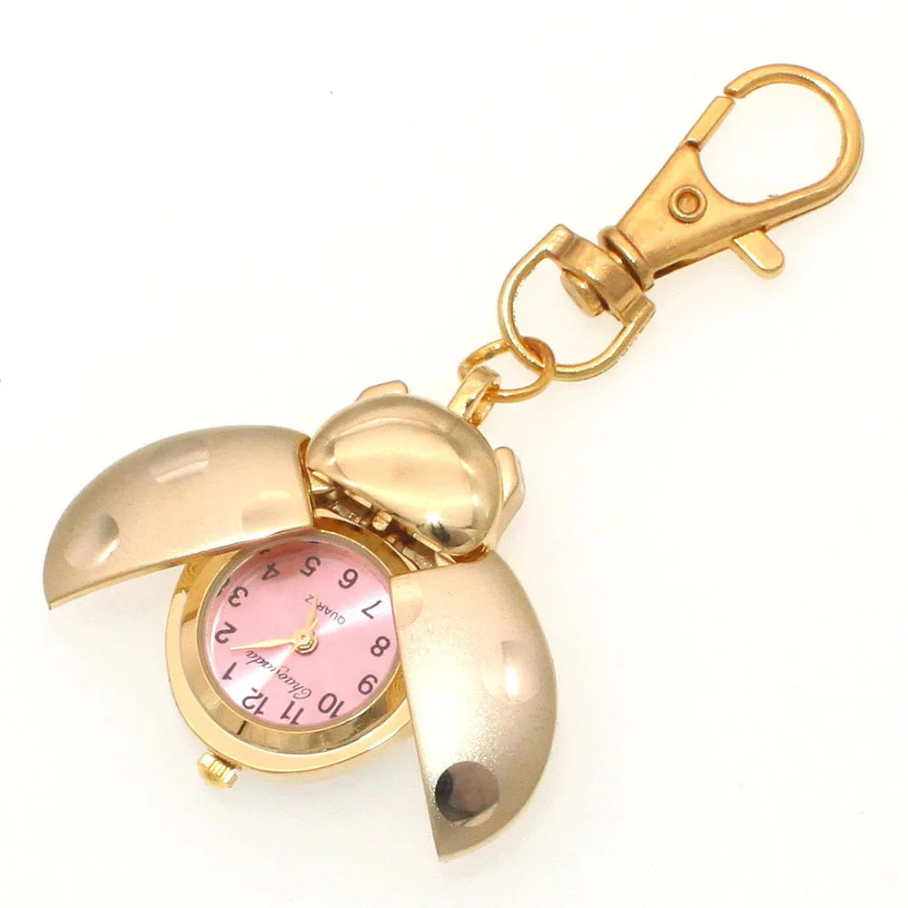 Charmante Marienkäfer Taschenuhr unisex mit Quarzwerk - kratzfestem Hardlex-Glas