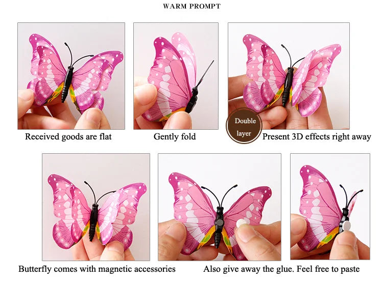 12 Stücke 3D Schmetterling Wandaufkleber doppelschichtig für Raumdeko-Yabubest - Home & More