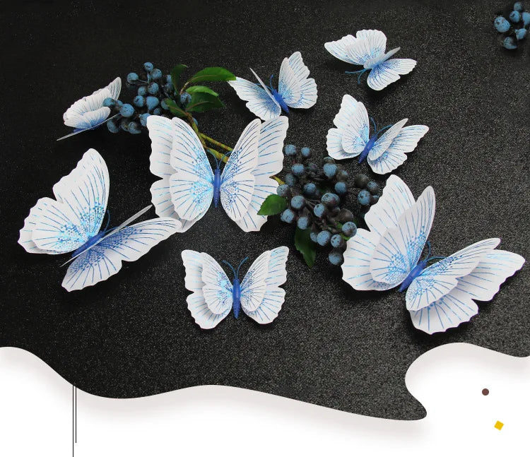 12 Stücke 3D Schmetterling Wandaufkleber doppelschichtig für Raumdeko-Yabubest - Home & More