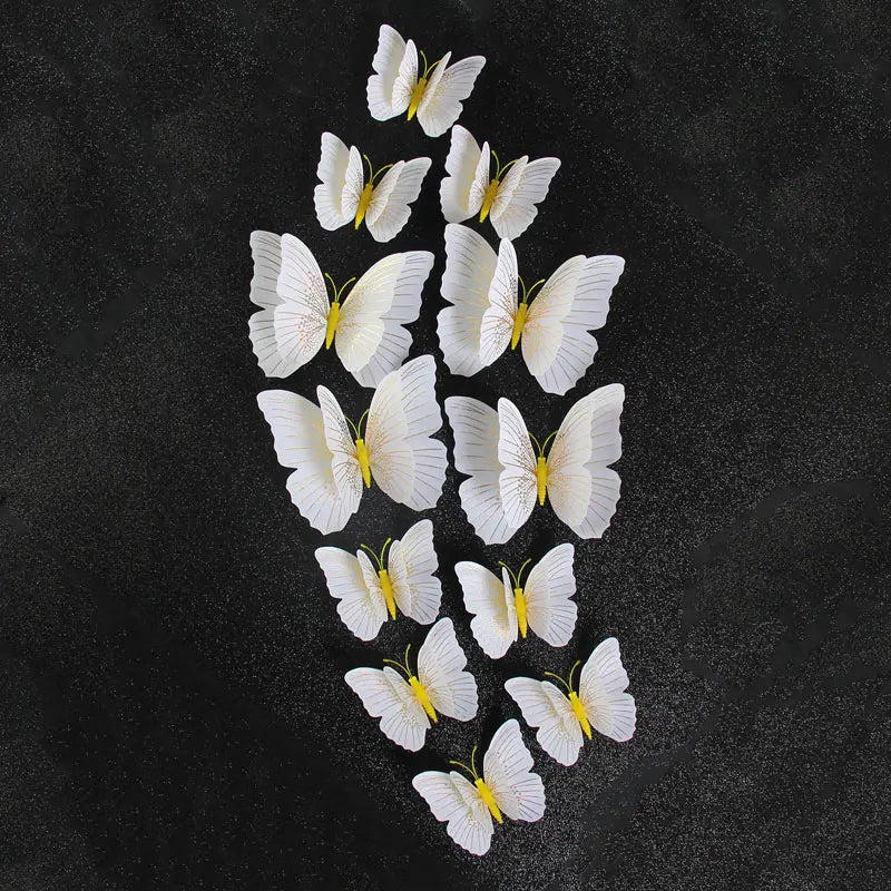 12 Stücke 3D Schmetterling Wandaufkleber doppelschichtig für Raumdeko-Yabubest - Home & More