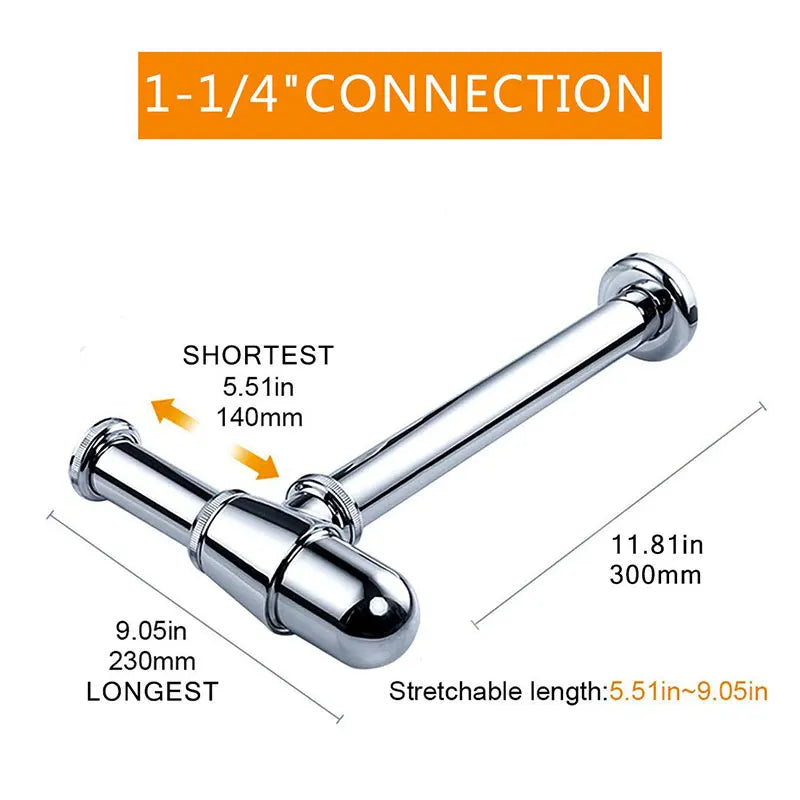 "Langlebiger verchromter Waschtisch-Ablauf, höhenverstellbar 150-200 mm, rostfrei"