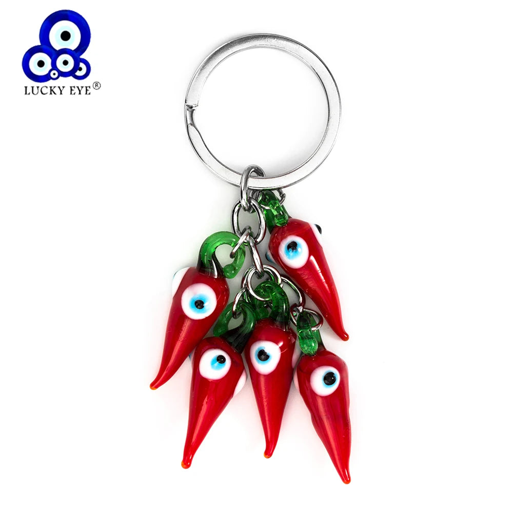 Schützender Red Chilli Schlüsselanhänger mit Perle - Quaste – Unisex Style