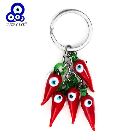 Schützender Red Chilli Schlüsselanhänger mit Perle - Quaste – Unisex Style