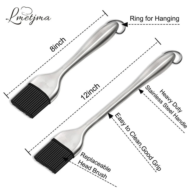 Silikon Grillpinsel BPA-frei mit Edelstahlgriff – Hitzebeständig, Backen