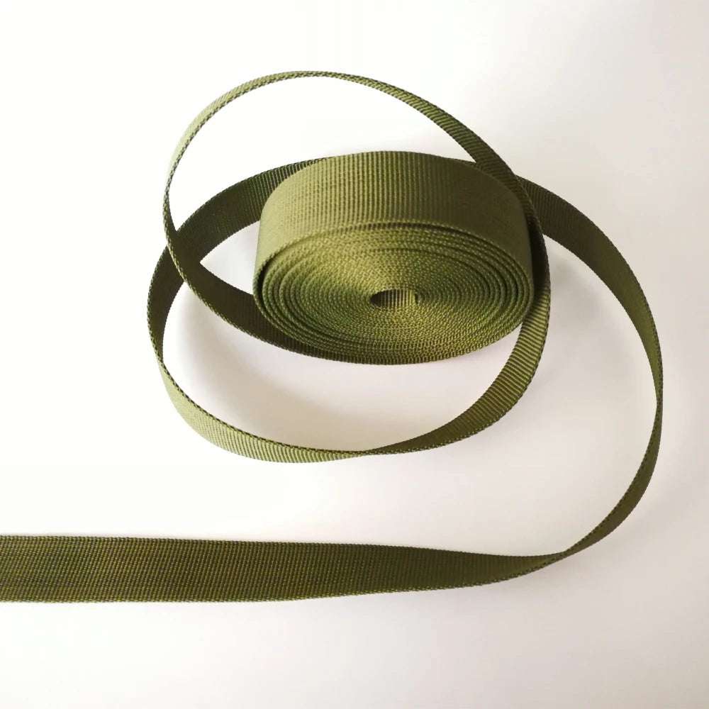 5m Jacquard Nylon Gurtband 2.5cm Olive Grün – Rucksack, Gürtel, DIY