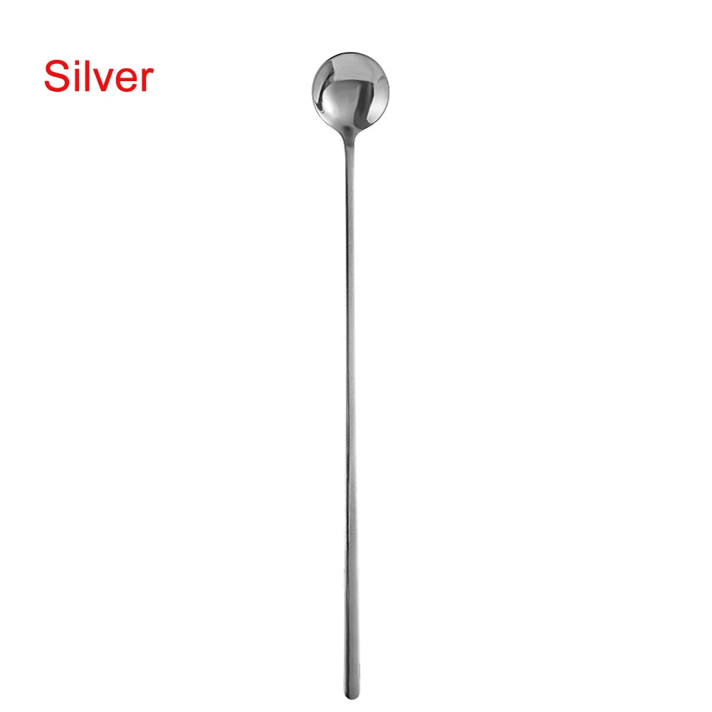 Langer Edelstahl Rührlöffel Regenbogenfarben für Kaffee und Tee