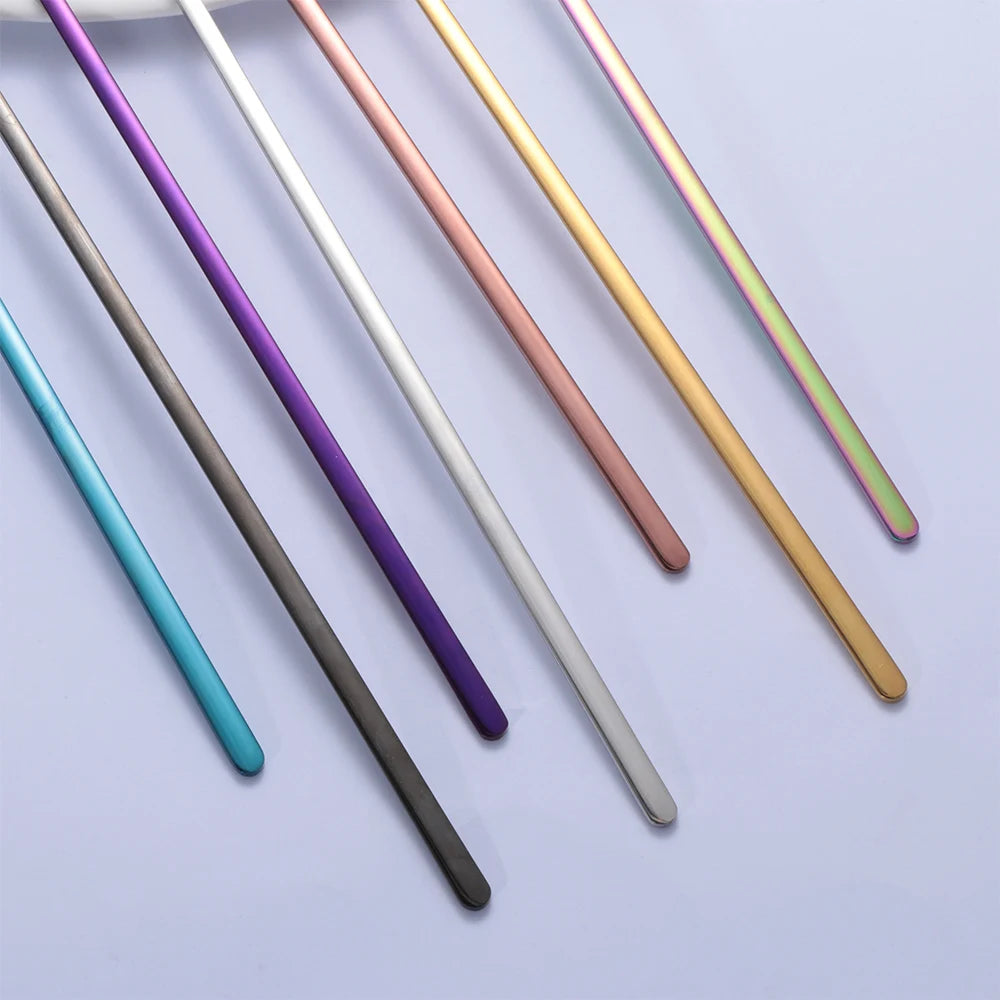 Langer Edelstahl Rührlöffel Regenbogenfarben für Kaffee und Tee