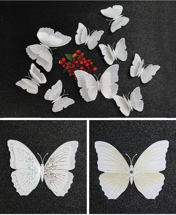 12 Stücke 3D Schmetterling Wandaufkleber doppelschichtig für Raumdeko-Yabubest - Home & More