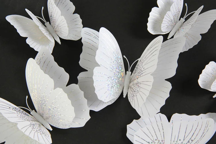 12 Stücke 3D Schmetterling Wandaufkleber doppelschichtig für Raumdeko-Yabubest - Home & More