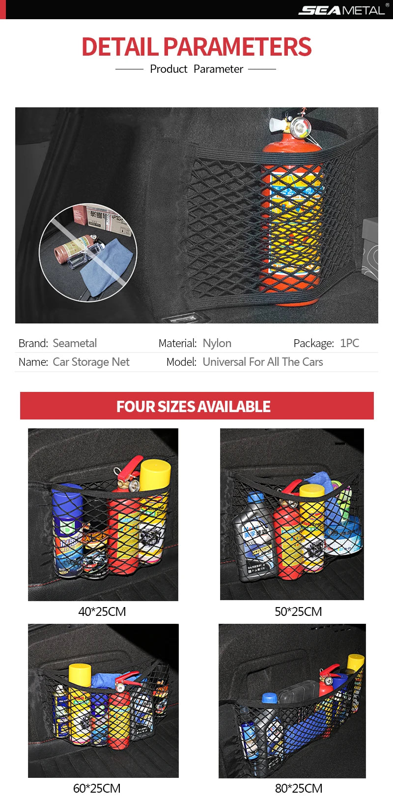 Elastisches Netz für Kofferraum zur praktischen Aufbewahrung