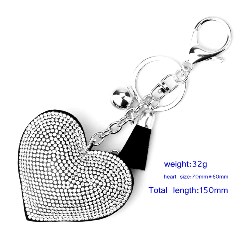 Versilberter Herz Schlüsselanhänger aus Leder mit Quaste in 14 Farben-Yabubest - Home & More