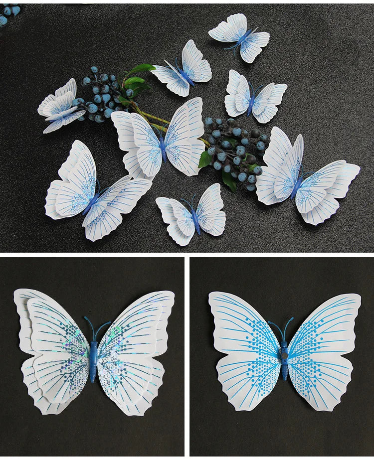 12 Stücke 3D Schmetterling Wandaufkleber doppelschichtig für Raumdeko-Yabubest - Home & More