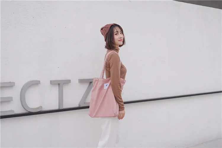 Frauen Cord Tote Handtasche Schulter Einkaufstasche Casual-Yabubest - Home & More