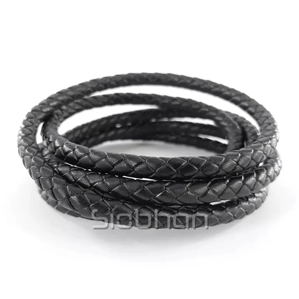 Geflochtenes Rindslederband 6mm natürliches Spaltleder Schmuckherstellung D