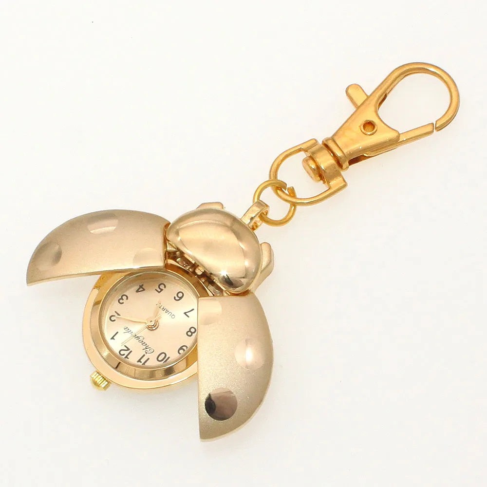 Charmante Marienkäfer Taschenuhr unisex mit Quarzwerk - kratzfestem Hardlex-Glas