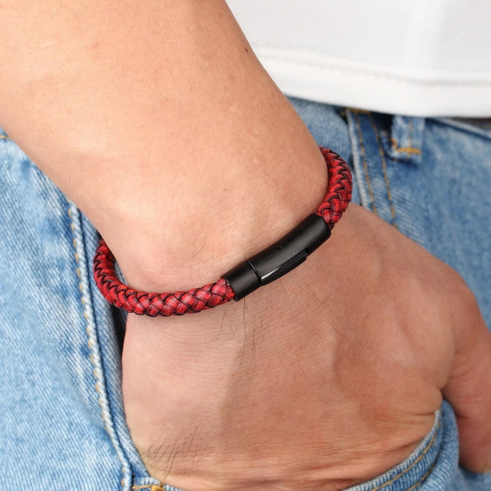 Klassisches Herren Lederarmband mit Edelstahl Knebelverschluss 19-23 cm