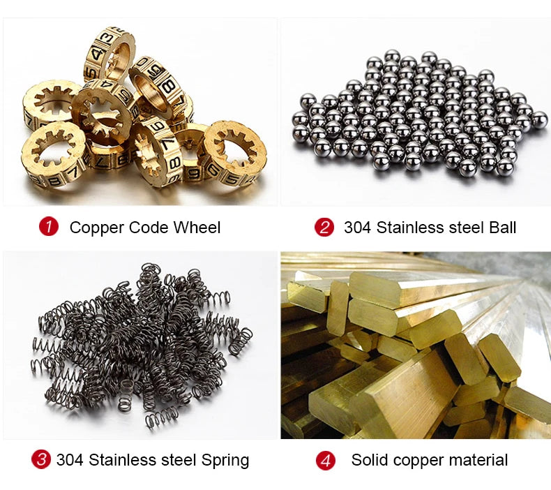 Sicheres Vorhängeschloss aus massivem Messing und Edelstahl