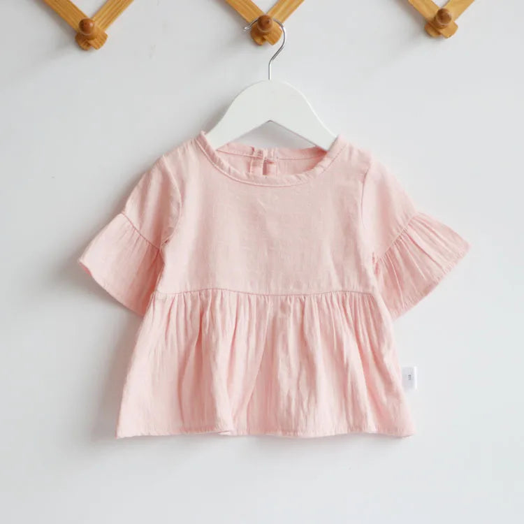 Leichte Baumwoll-Bluse für Mädchen mit Flügelärmeln & floralem Sommerlook 12m-4J